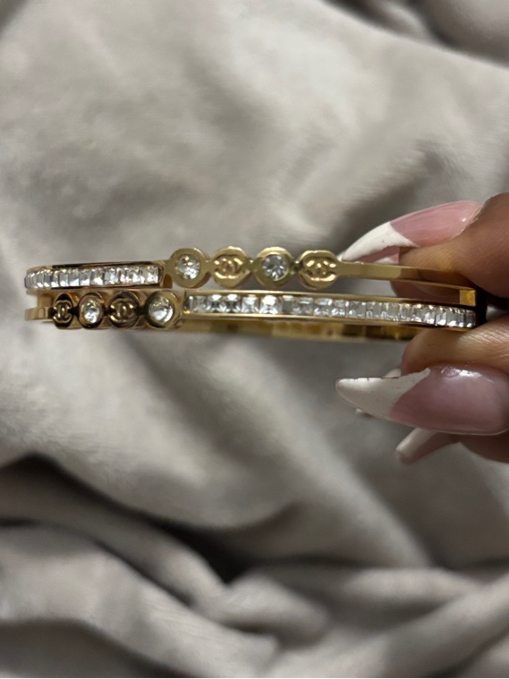 CC Bangle w/ Gold-Tone & Diamond Bangle